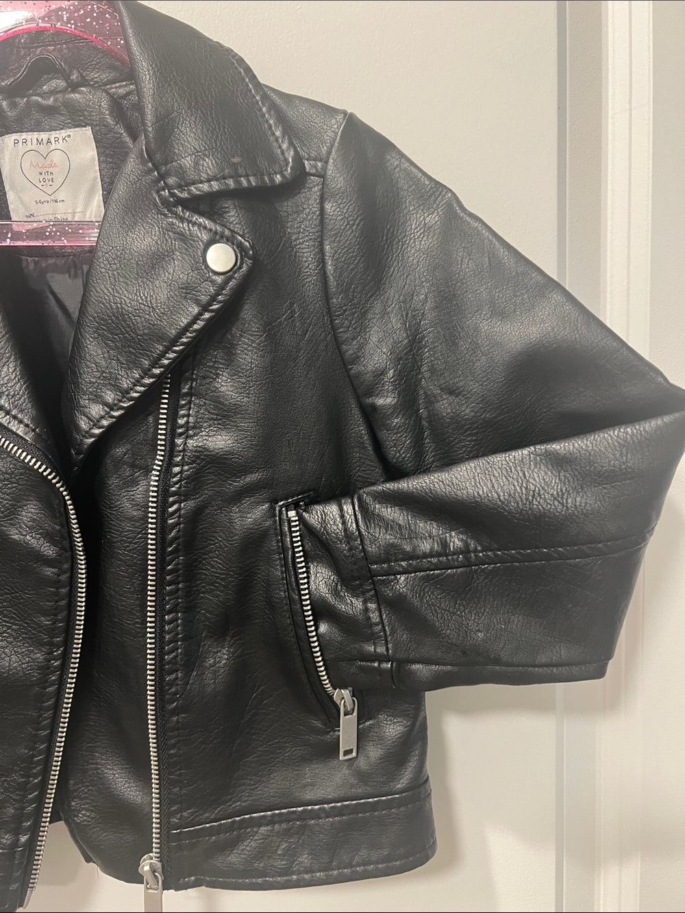 Primark, Girls Black Faux Leather Biker Jacket. Like new. - Picture 2 of 9